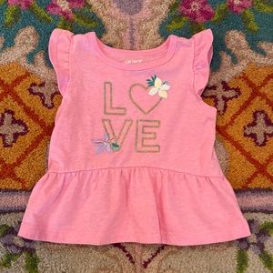 Carters peplum flutter sleeve love top